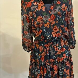 City Studio Navy Floral Long Sleeve Dress